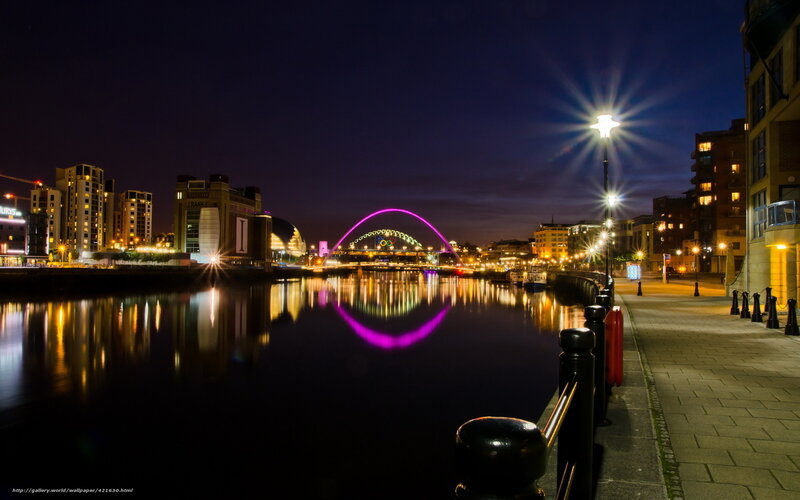 Night view of Newcastle cityscape