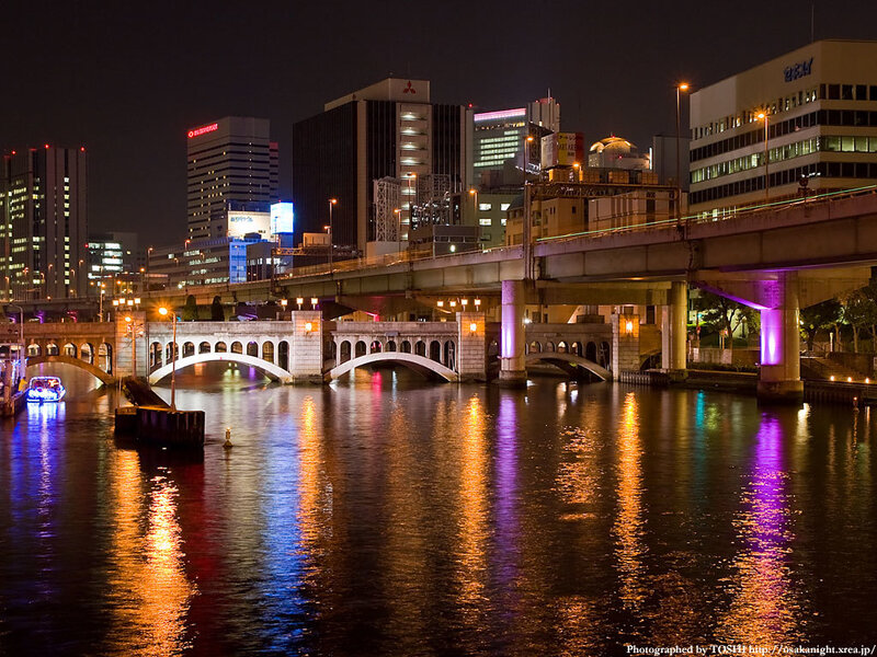 night view of osaka river