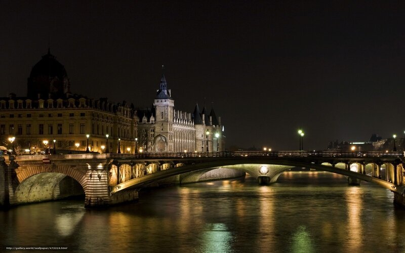 Night view of Paris bridge