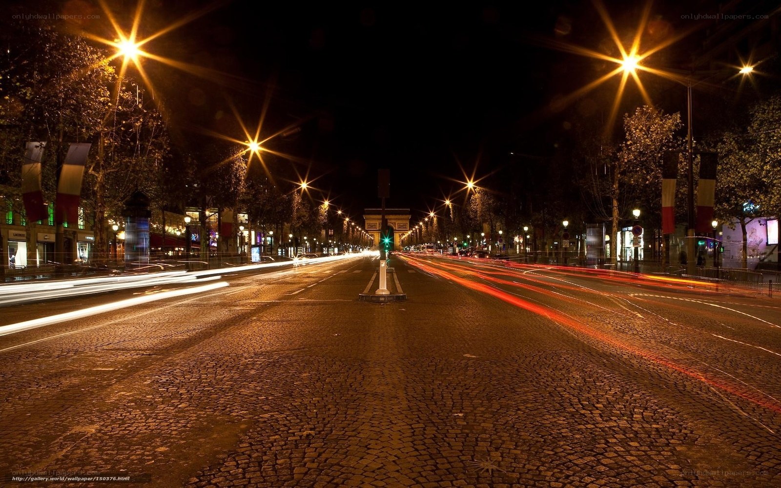 Night view of Paris street