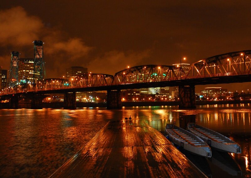 Night view of Portland bridges
