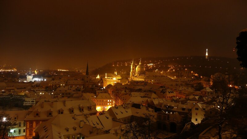 night view of prague city