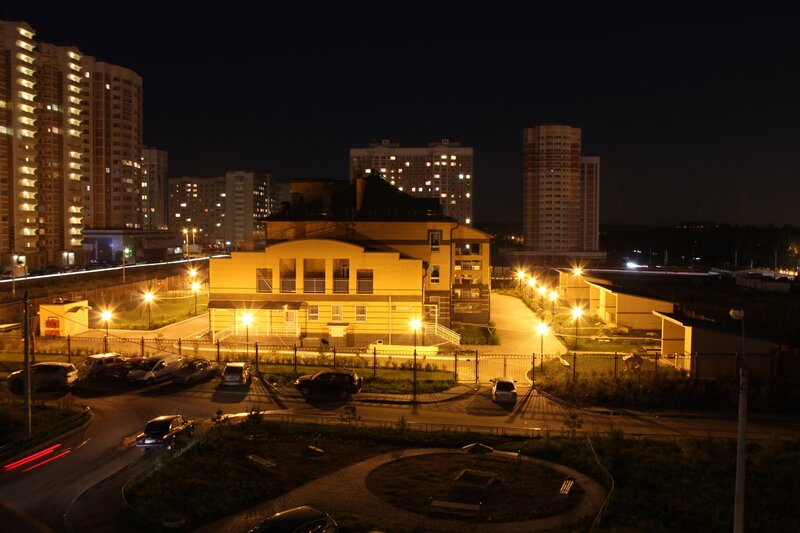night view of residential buildings