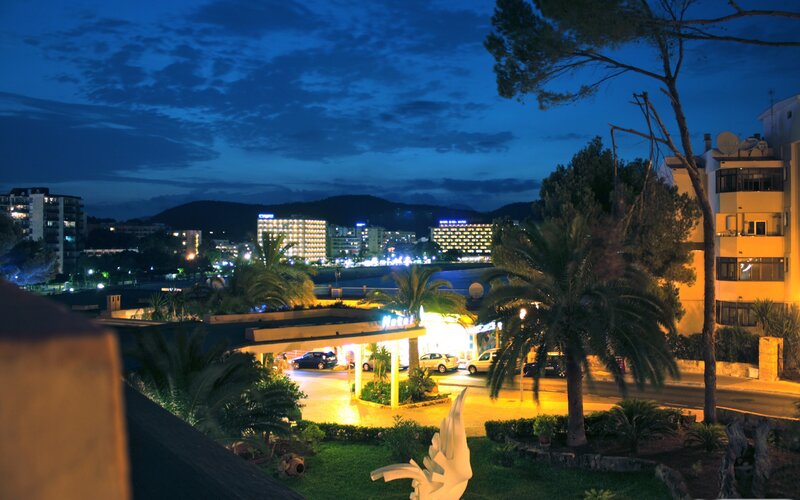 night view of resort town