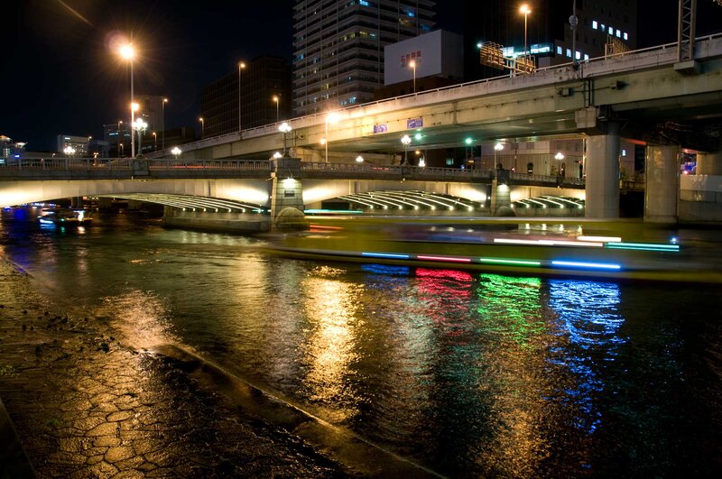 Night view of river and bridges