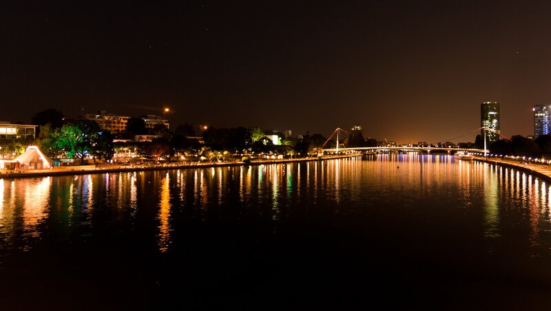 night view of river and city