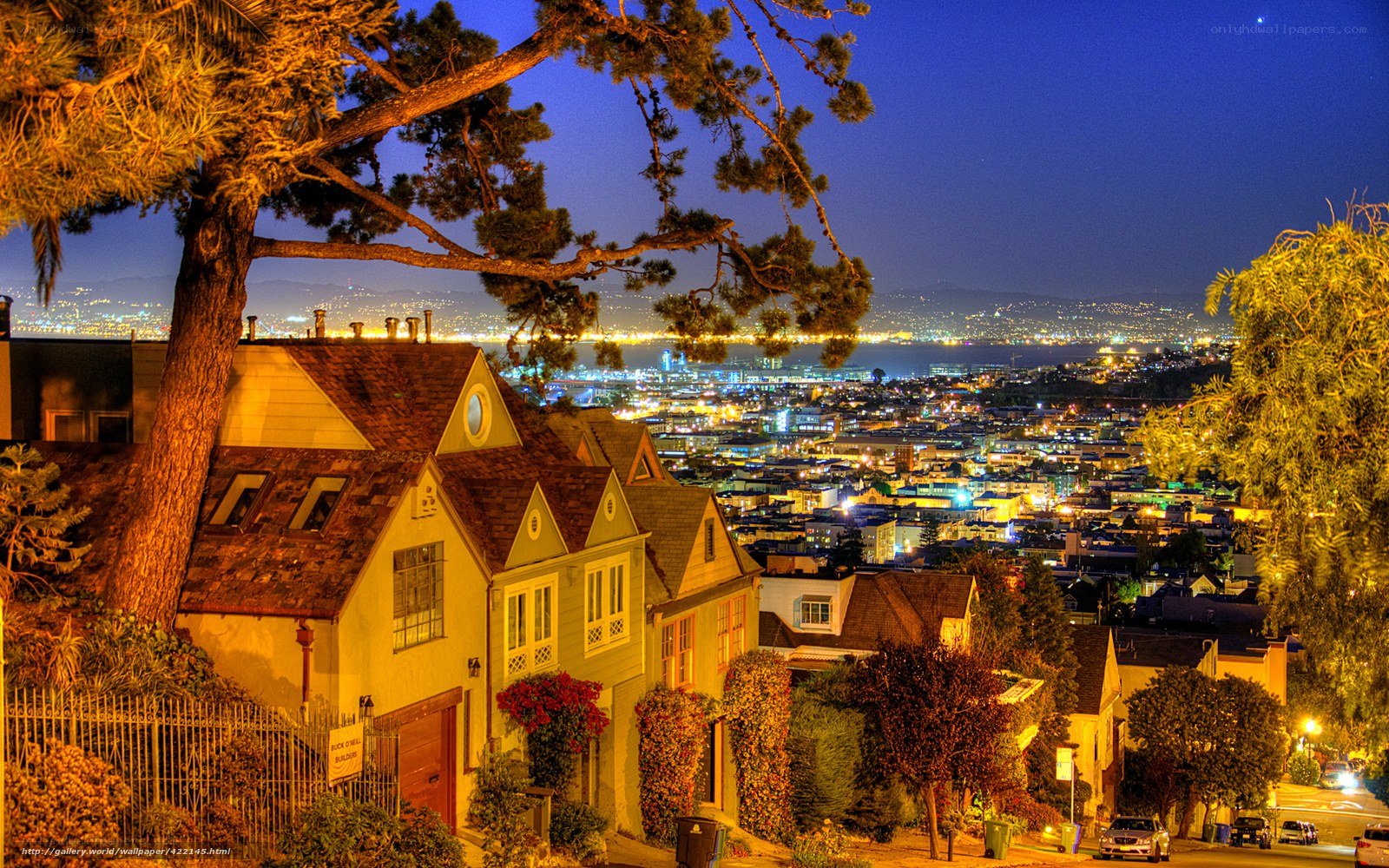 Night view of San Francisco homes