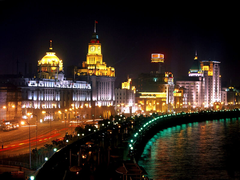 night view of shanghai bund