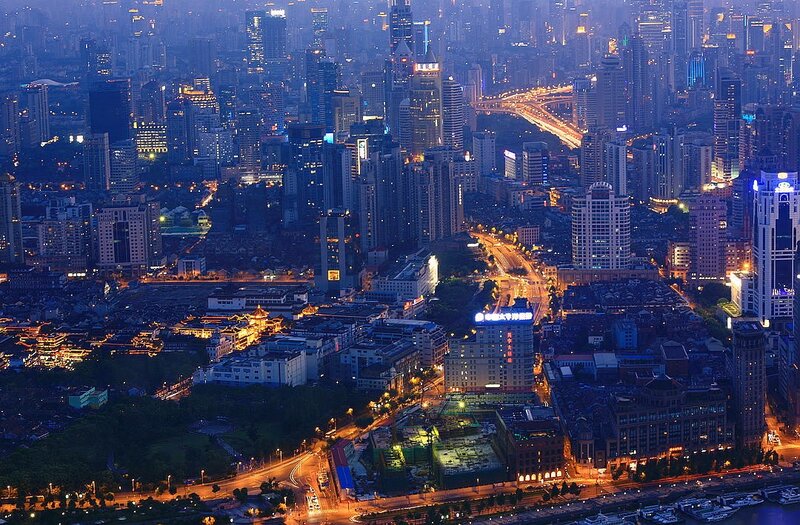 night view of shanghai city