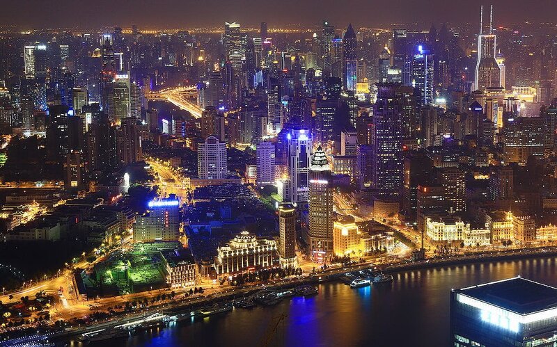 night view of shanghai skyline