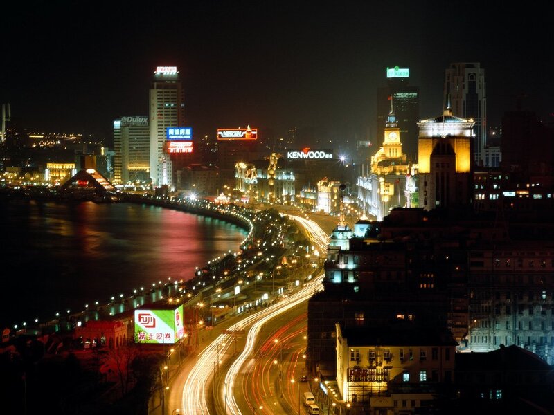 night view of shanghai skyline