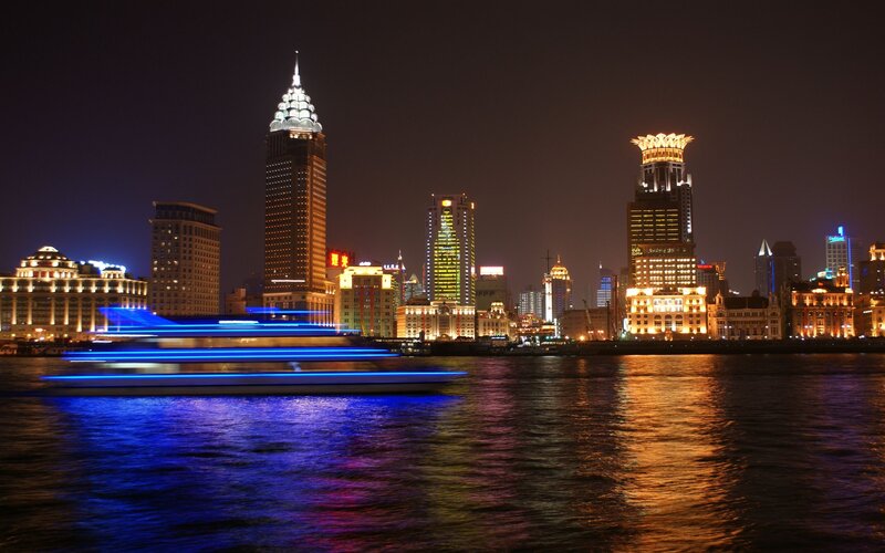 night view of shanghai skyline