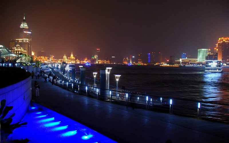 night view of shanghai waterfront