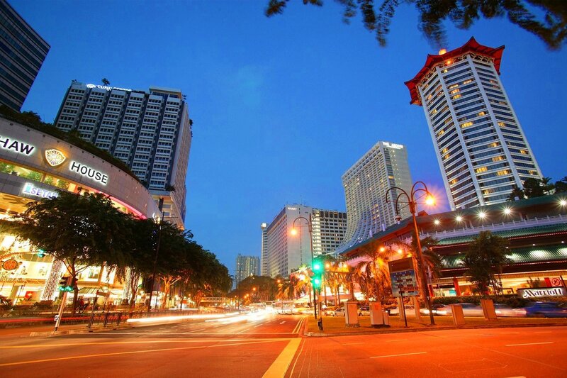 Night view of Singapore cityscape