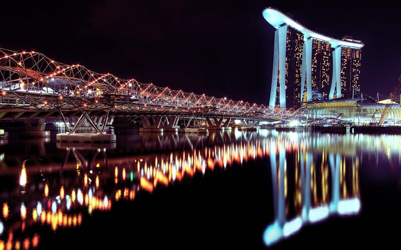 Night view of Singapore skyline
