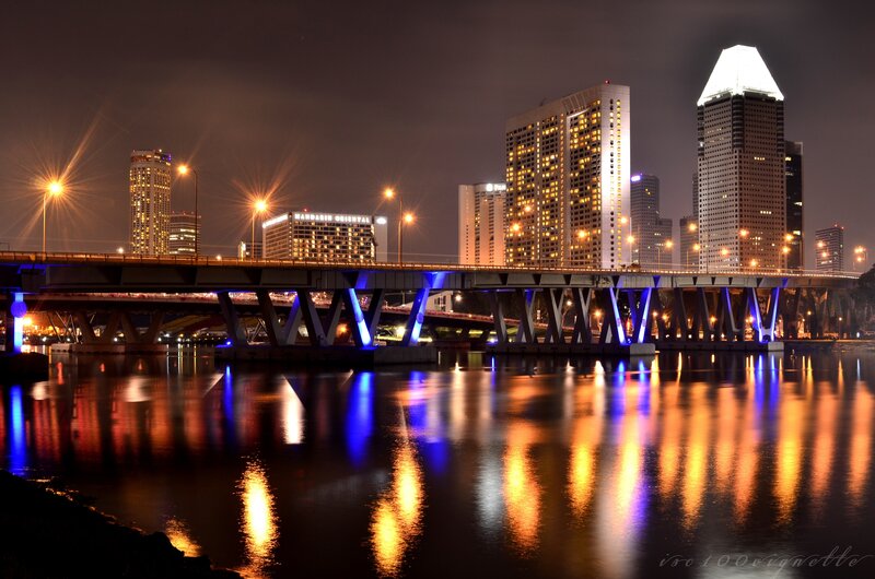 Night view of Singapore skyline