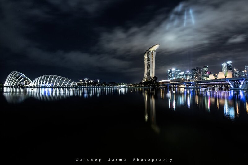 Night view of Singapore skyline