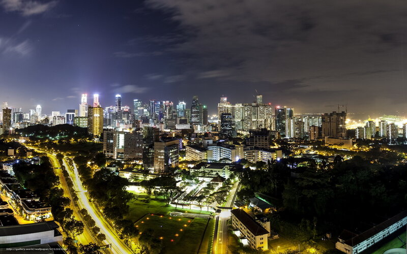 Night view of Singapore skyline
