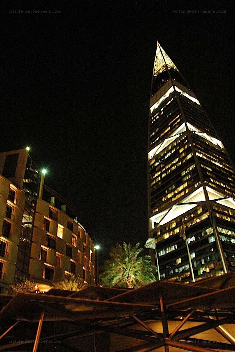 night view of skyscraper