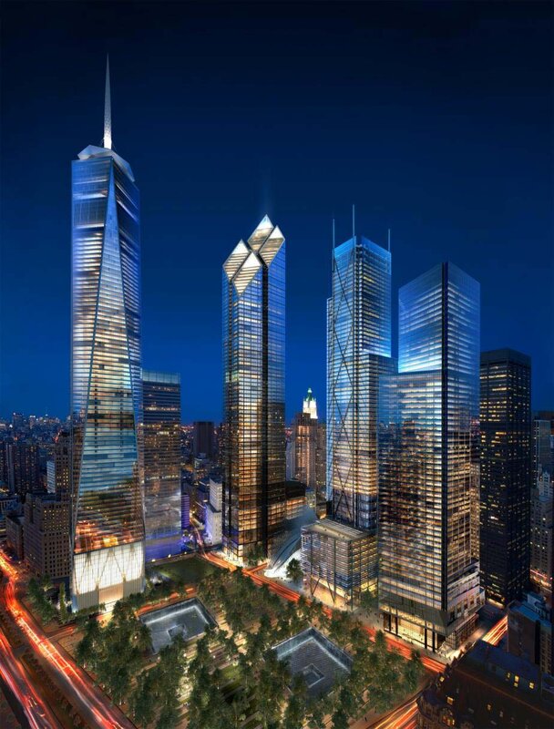 Night view of skyscrapers