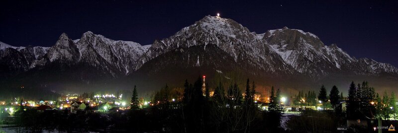 night view of snowy mountains