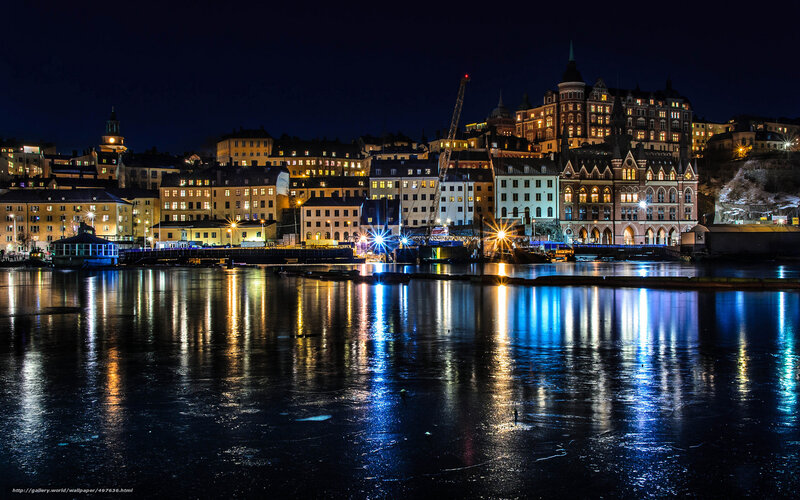 night view of stockholm harbor