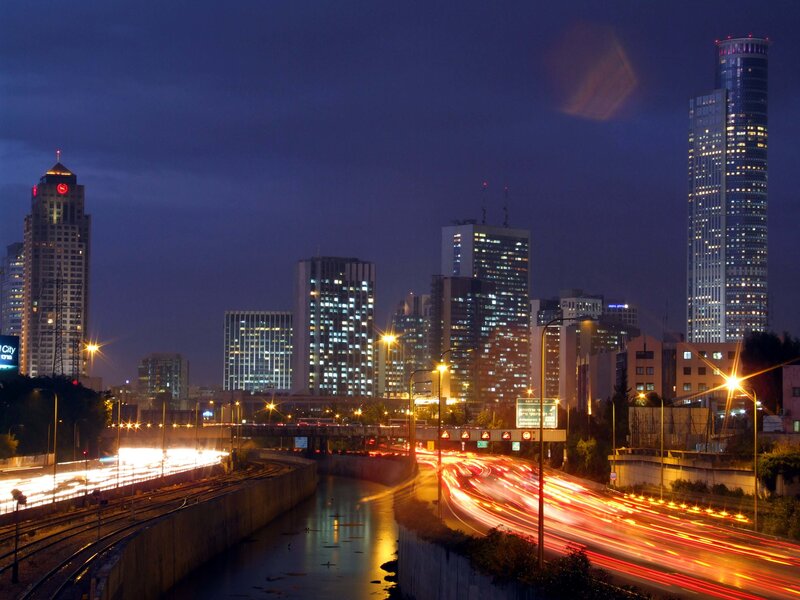 Night view of Tel Aviv skyline
