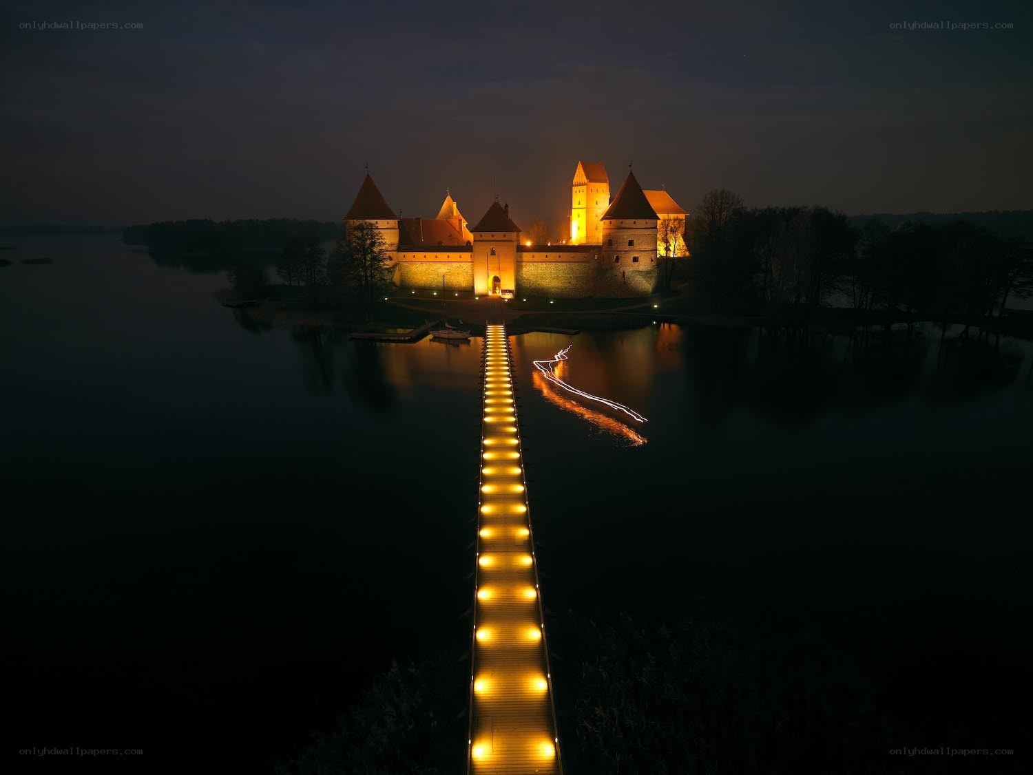 Night view of Trakai Castle