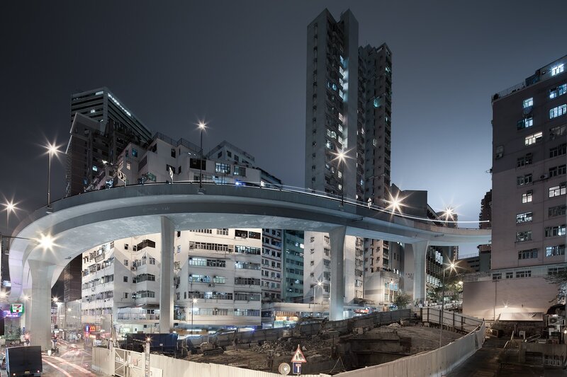 Night view of urban overpass