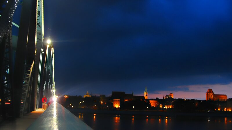 night view of wroclaw cityscape
