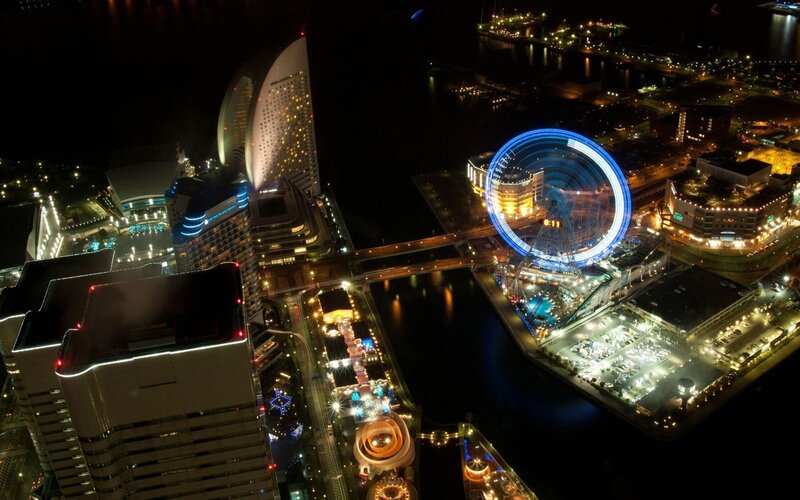 night view of yokohama harbor