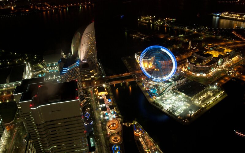 Night view of Yokohama harbor