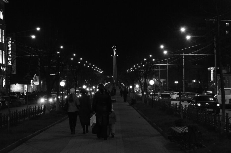 Night walk on a city street