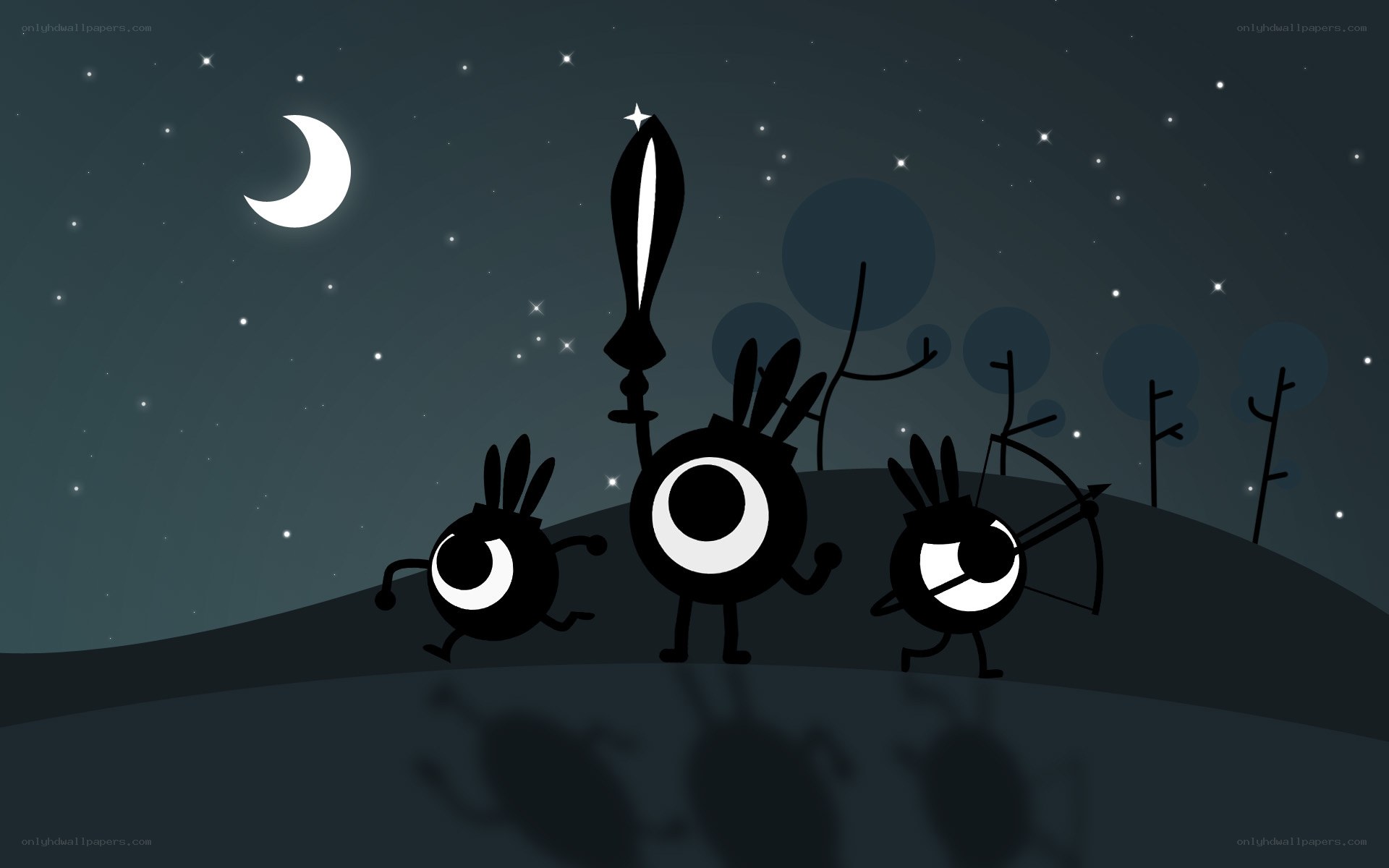 Nighttime adventure with creatures