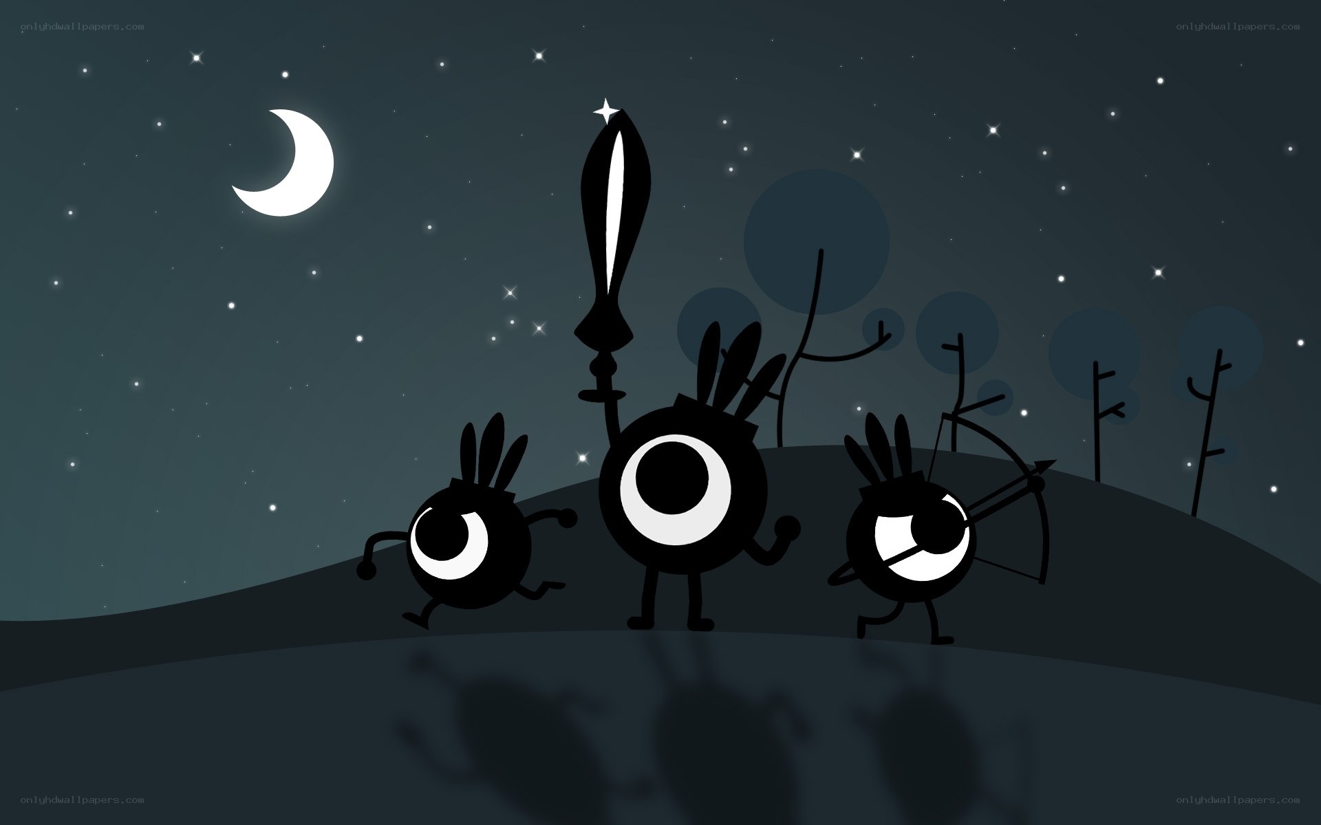 Nighttime adventure with creatures