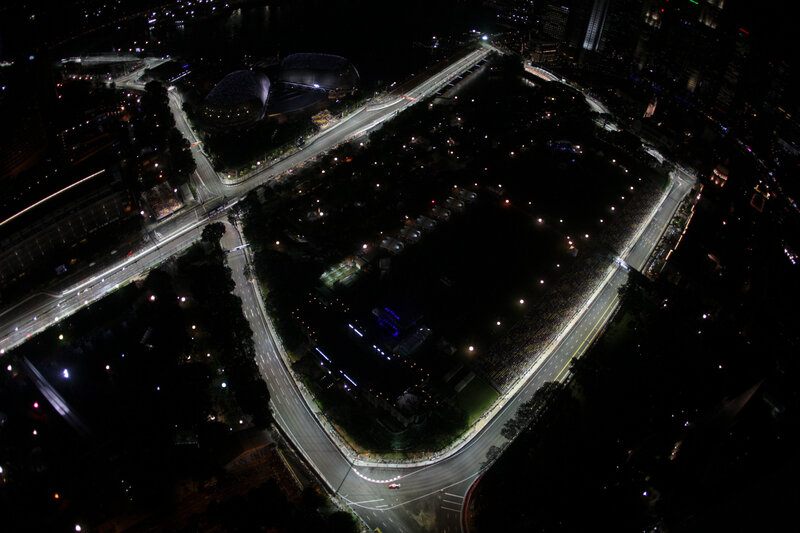 Nighttime aerial of Singapore circuit