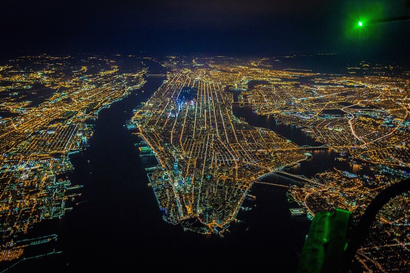 Nighttime Aerial View of Manhattan
