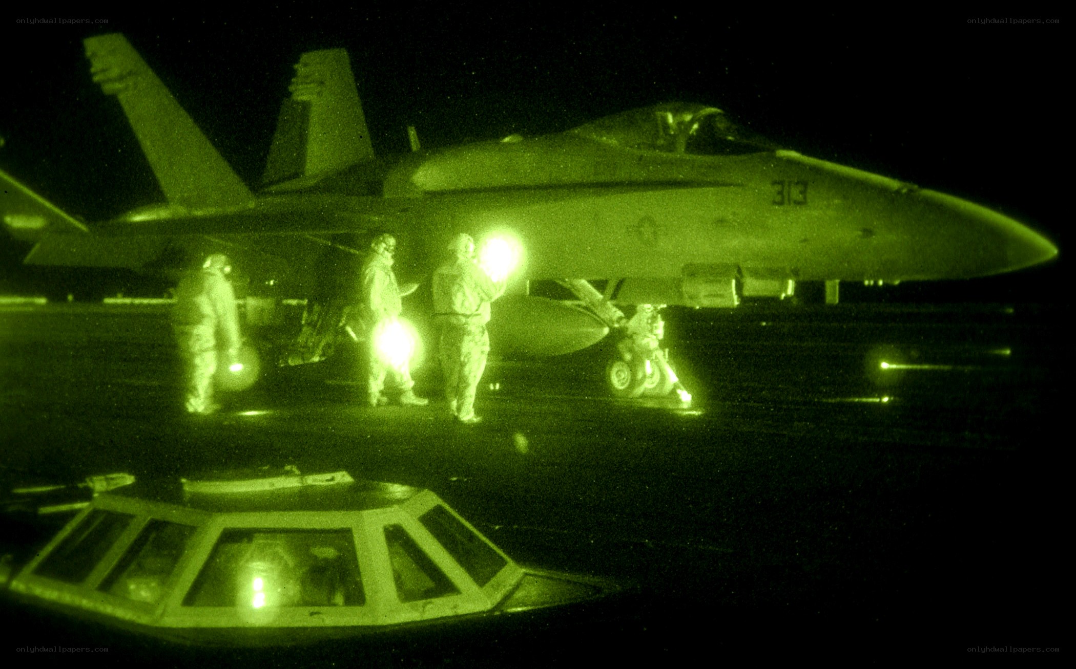 Nighttime aircraft operations on carrier