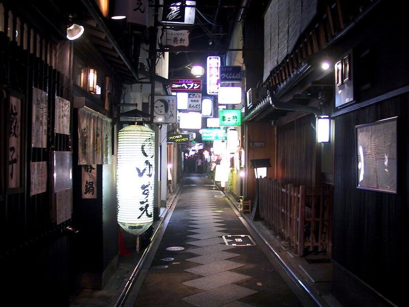 nighttime alley in a japanese district