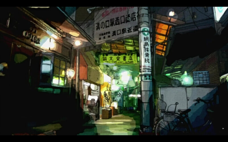 nighttime alley in anime style