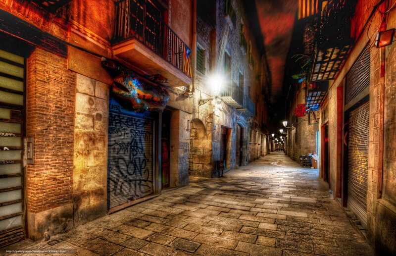 nighttime alley in old town