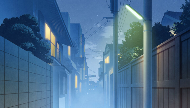 Nighttime Alleyway Scene — Blue