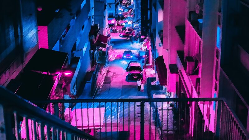 Nighttime Alleyway Scene — Pink