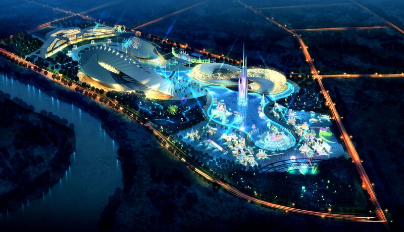 Nighttime Amusement Park — Blue