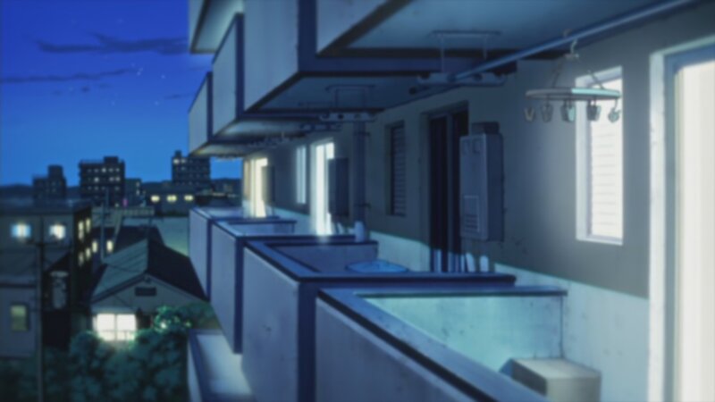 nighttime apartment balcony view