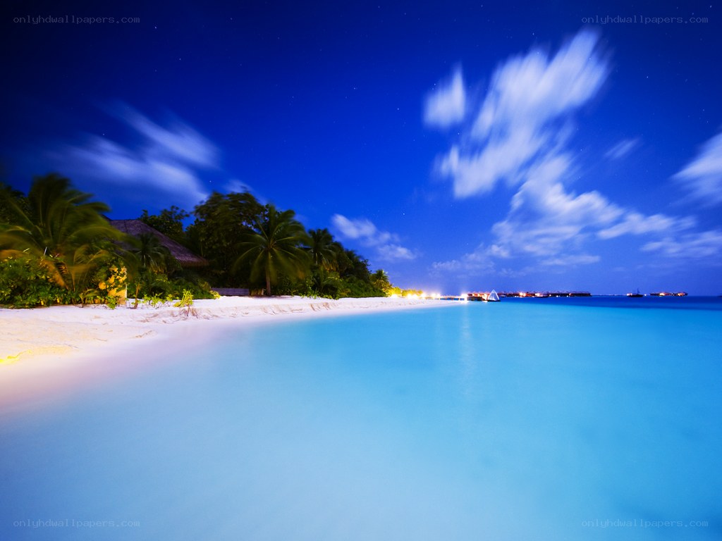 Nighttime beach at Maldives