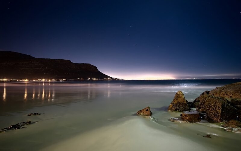 Nighttime Beach Scene — Blue