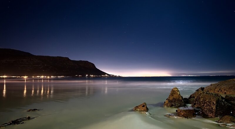 Nighttime Beach with Rocks