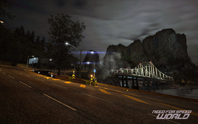 Nighttime bridge scene in Need for Speed World