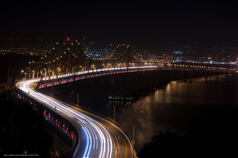 Nighttime bridge traffic lights